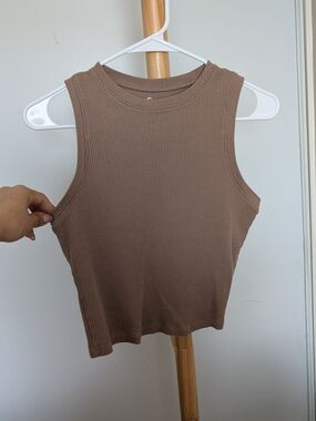 Hollister Ribbed Tank Top - Taupe Brown